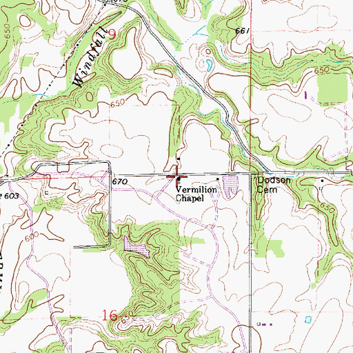 Topographic Map of Vermilion Chapel, IL