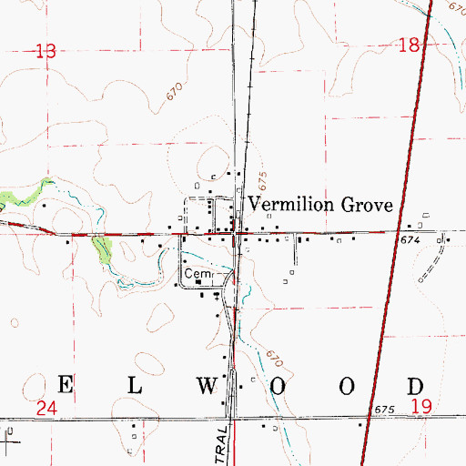 Topographic Map of Vermilion Grove, IL