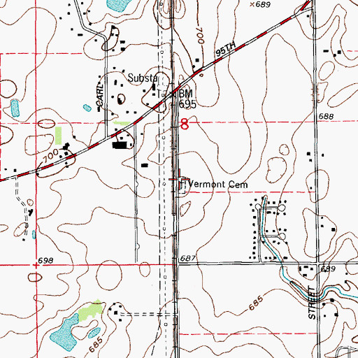 Topographic Map of Vermont Cemetery, IL