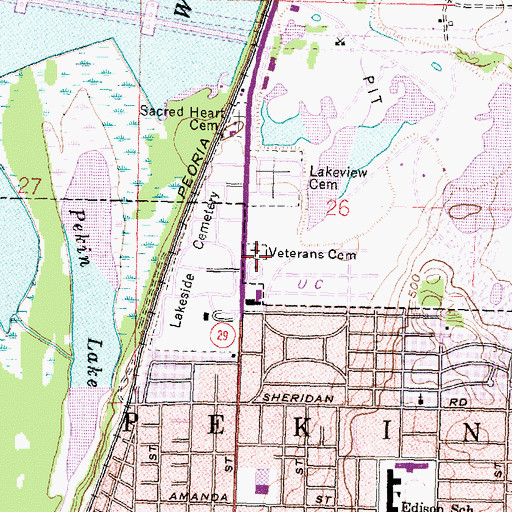 Topographic Map of Veteran's Memorial Cemetery, IL