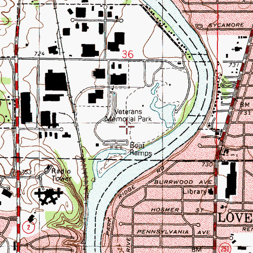 Topographic Map of Veterans Memorial Park, IL