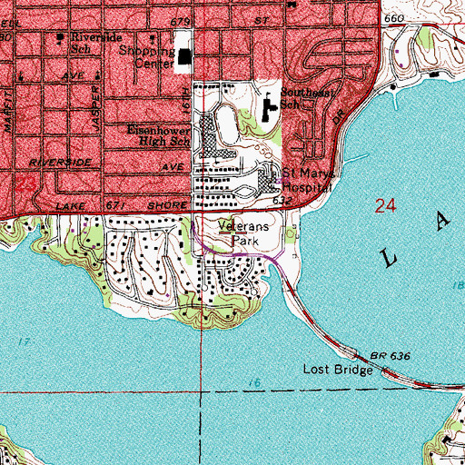 Topographic Map of Veterans Park, IL