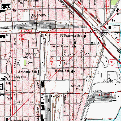 Topographic Map of Veterans Park, IL