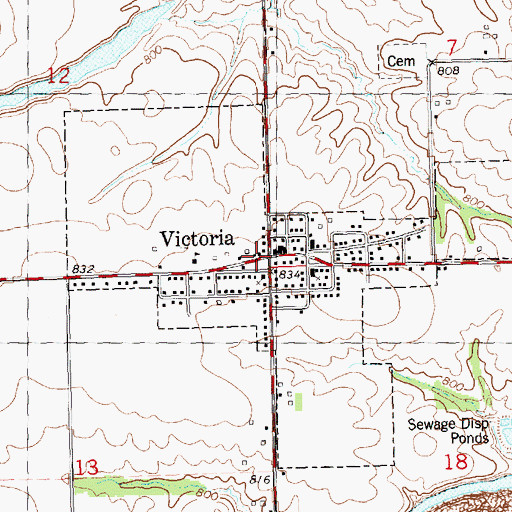 Topographic Map of Victoria, IL