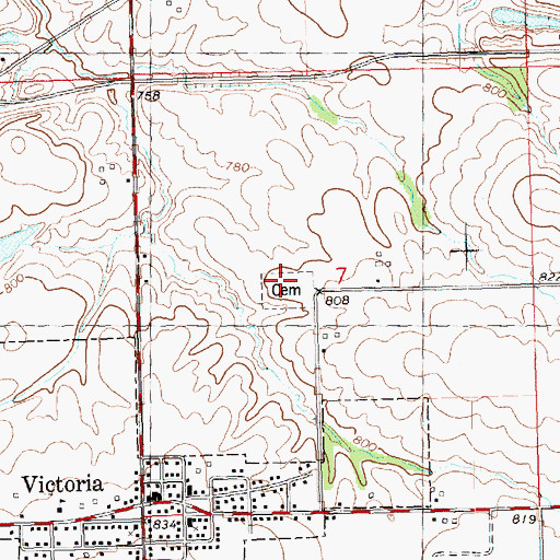 Topographic Map of Victoria Cemetery, IL