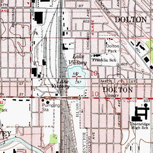 Topographic Map of Lake Victory, IL