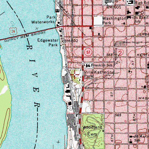 Topographic Map of Villa Katherine Park, IL