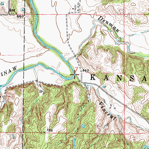 Topographic Map of Vincent Run, IL