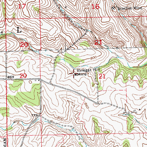 Topographic Map of Vinegar Hill Mine, IL