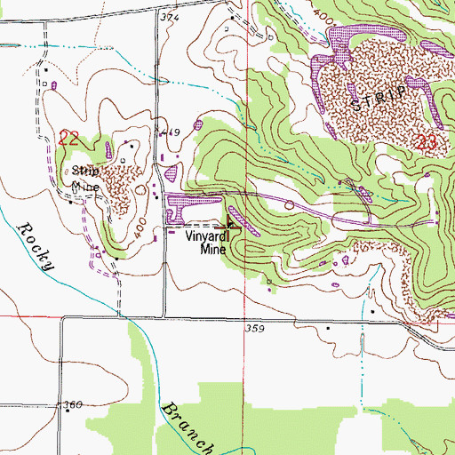 Topographic Map of Vinyard Mine, IL
