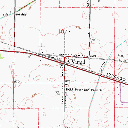 Topographic Map of Virgil, IL