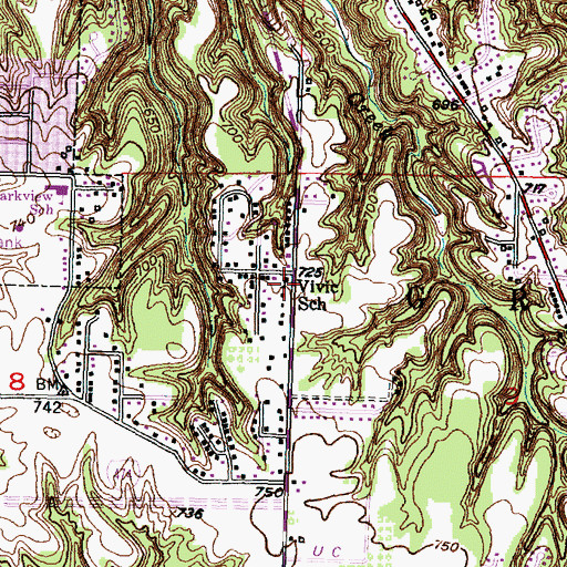 Topographic Map of Vivic School, IL