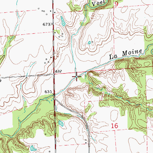 Topographic Map of Voel Creek, IL