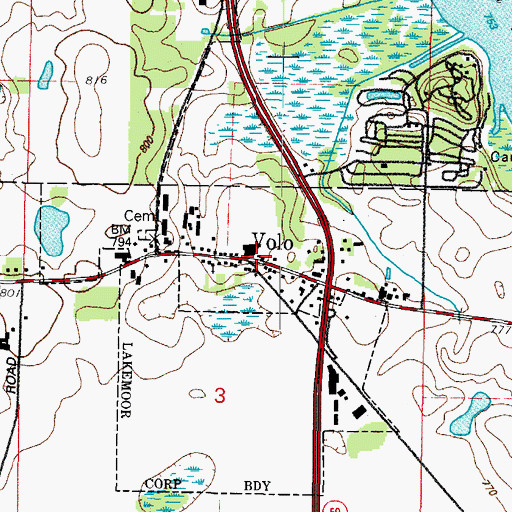 Topographic Map of Volo, IL
