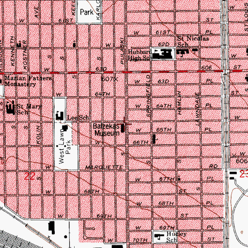 Topographic Map of Von Solbrig Hospital, IL