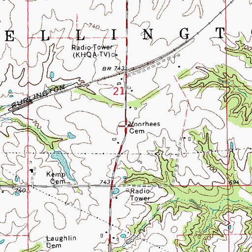 Topographic Map of Voorhees Cemetery, IL