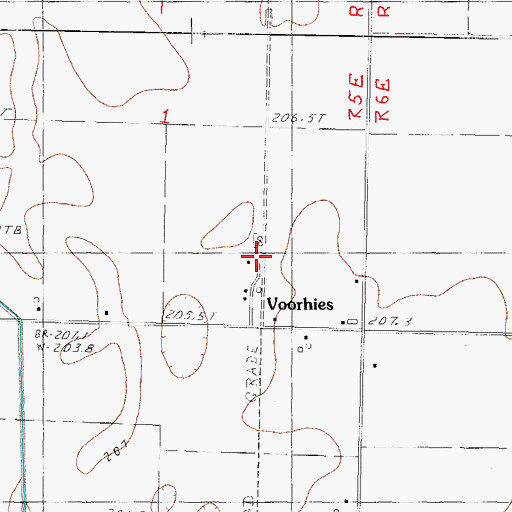 Topographic Map of Voorhies, IL