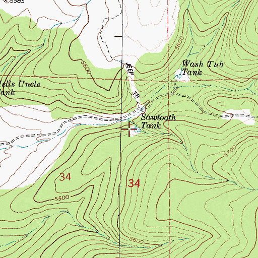 Topographic Map of Sawtooth Tank, AZ