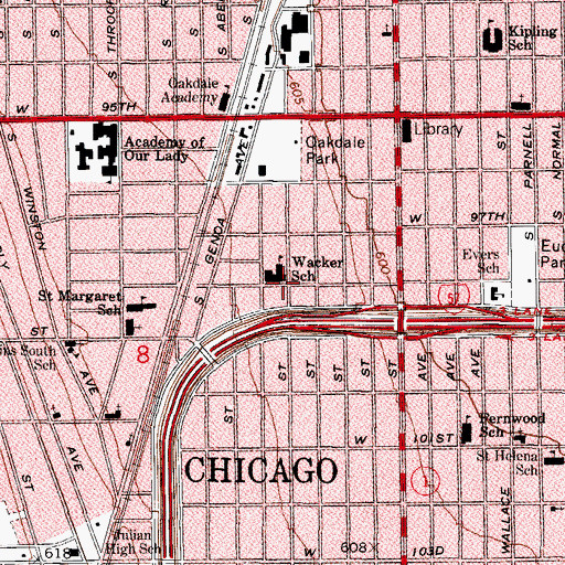 Topographic Map of Wacker Elementary School, IL