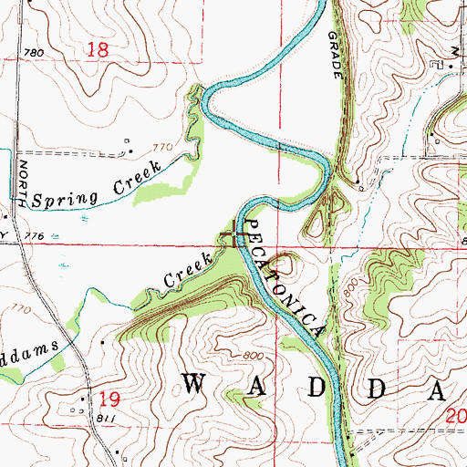 Topographic Map of Waddams Creek, IL