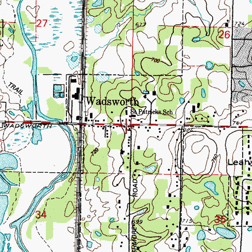Topographic Map of Wadsworth, IL