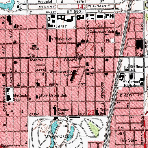 Topographic Map of Wadsworth Elementary School, IL