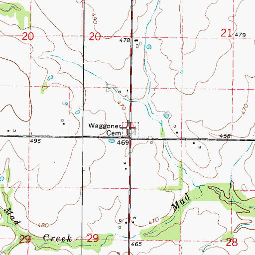 Topographic Map of Waggoner Cemetery, IL