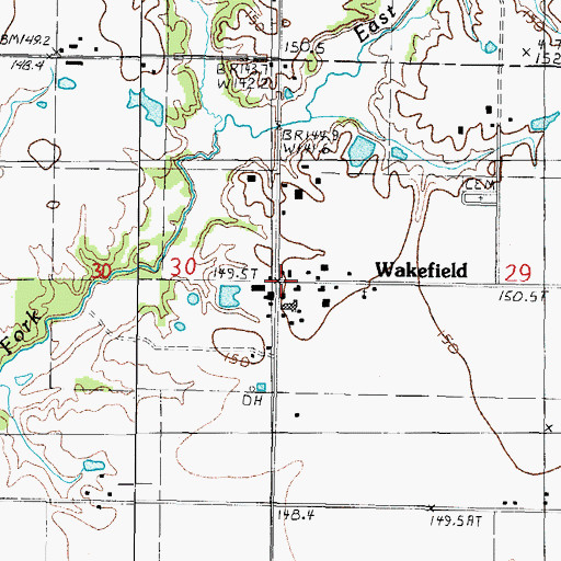 Topographic Map of Wakefield, IL