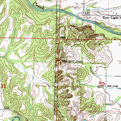 Topographic Map of Walford Cemetery, IL