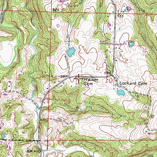 Topographic Map of Walker Cemetery, IL