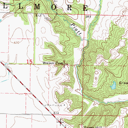 Topographic Map of Walker Cemetery, IL