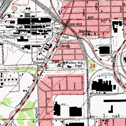 Topographic Map of W W Walker Elementary School, IL