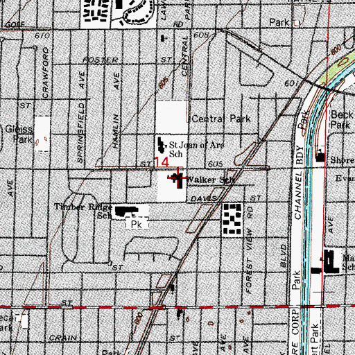 Topographic Map of Walker Elementary School, IL