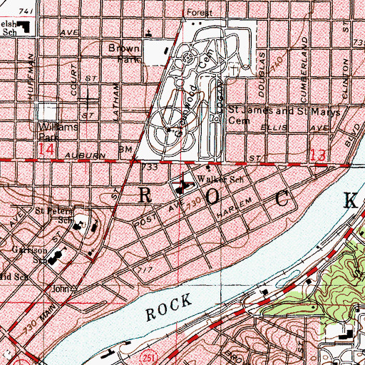 Topographic Map of Walker Elementary School, IL