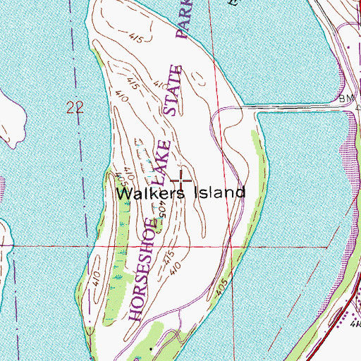 Topographic Map of Walkers Island, IL