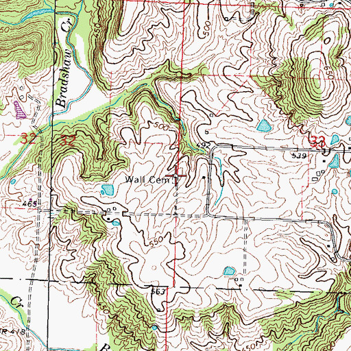 Topographic Map of Wall Cemetery, IL