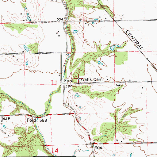 Topographic Map of Walls Cemetery, IL