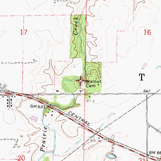 Topographic Map of Walnut Cemetery, IL