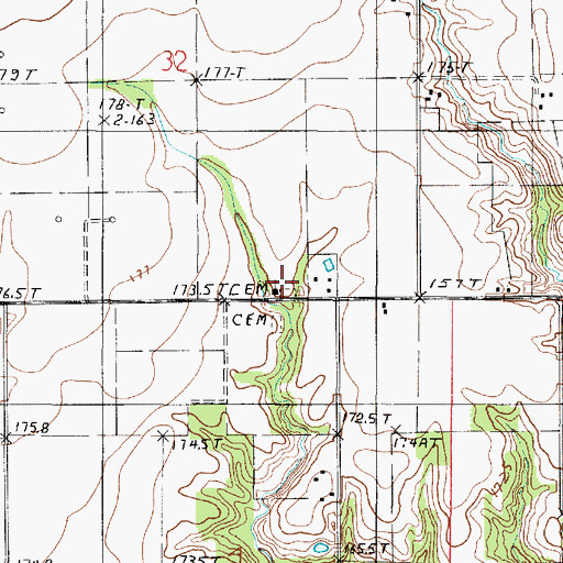 Topographic Map of Walnut Chapel, IL