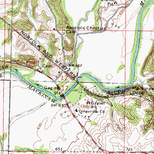 Topographic Map of Walnut Creek, IL