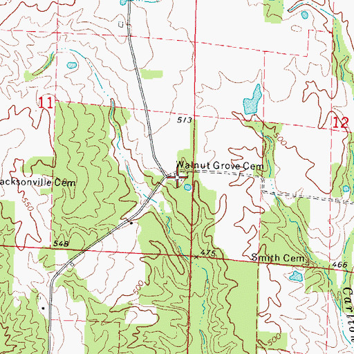 Topographic Map of Walnut Grove Cemetery, IL