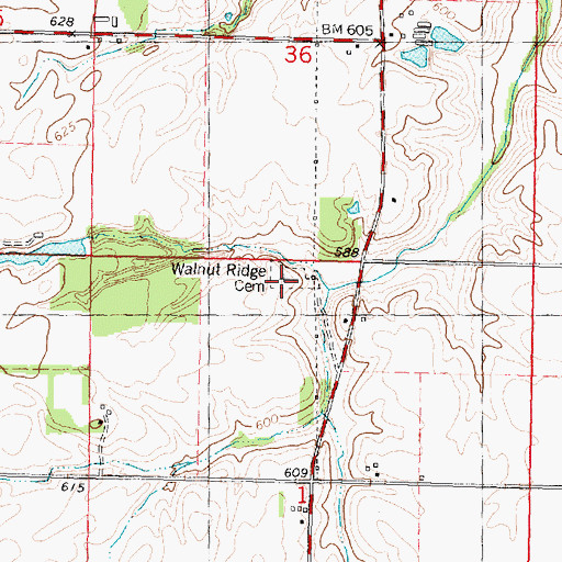 Topographic Map of Walnut Ridge Cemetery, IL