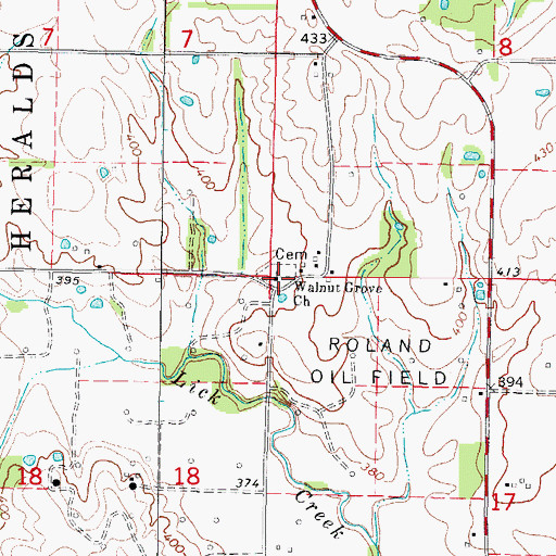 Topographic Map of Walnut Grove Church, IL
