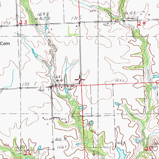 Topographic Map of Walnut Grove School (historical), IL