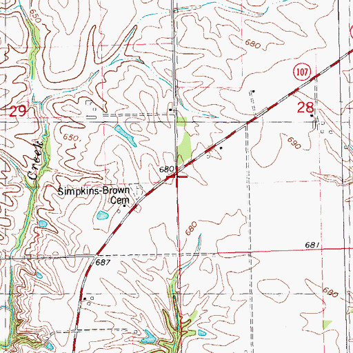 Topographic Map of Walnut Grove School (historical), IL