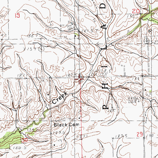 Topographic Map of Walnut Grove School (historical), IL