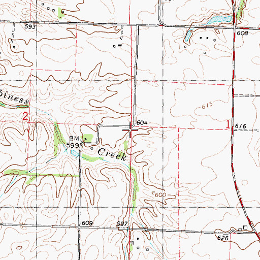Topographic Map of Walnut Row School (historical), IL