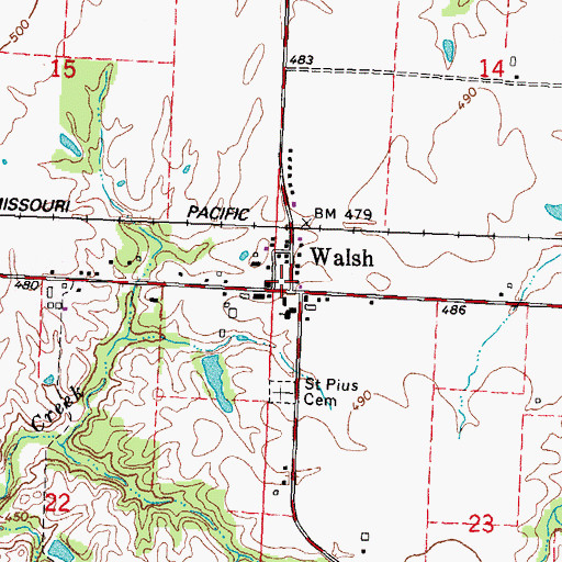 Topographic Map of Walsh, IL