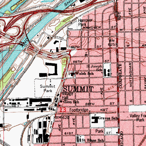 Topographic Map of Walsh Elementary School, IL