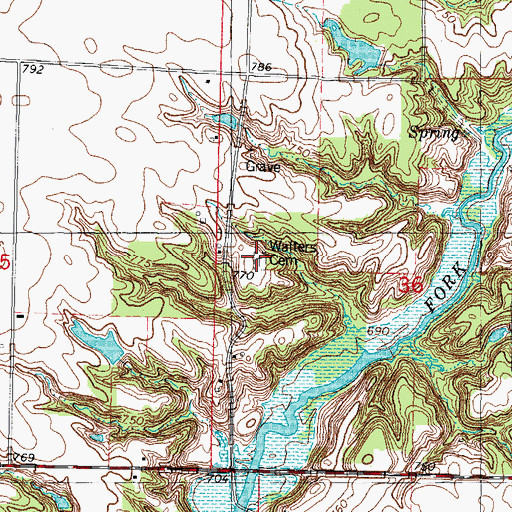 Topographic Map of Walters Cemetery, IL